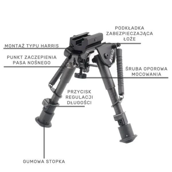 Rokstad - Dwójnóg składany z włókna węglowego - 155-230 mm - Harris / Picatinny - RSCFP-06 - obrazek 4